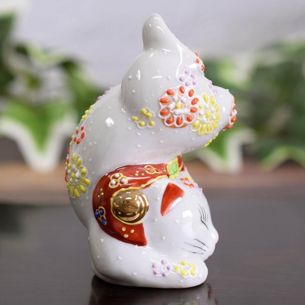 Waza No Kura Stylish Ornaments Kutani Ware Handstand Maneki Neko Flower Flyers Store Opening Gift Business Opening Gift Birthday Gift