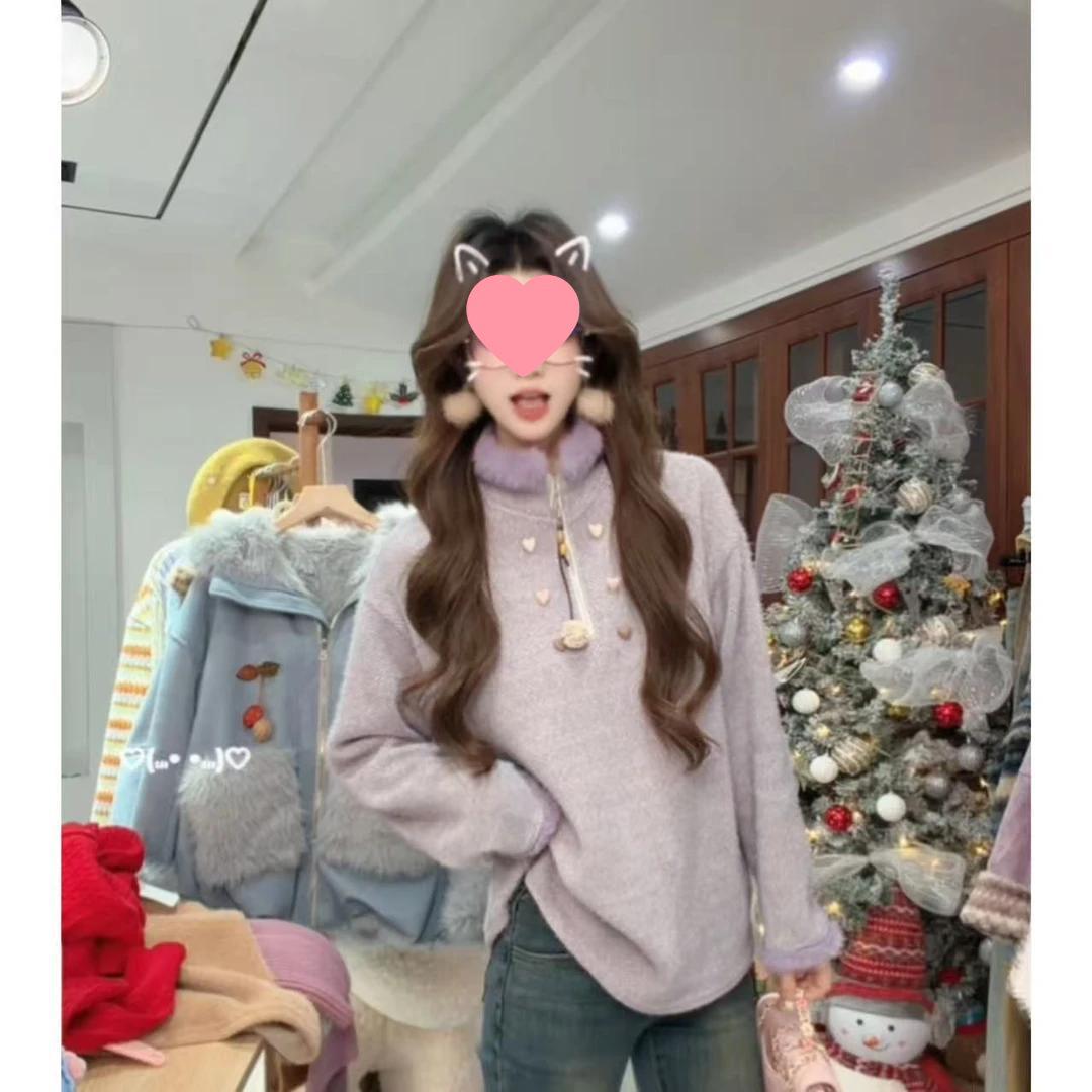 

Plus Size Patchwork Hoodie - Warm, Thick, Slimming Outerwear M (105-120 Jin, Length 64, Bust 122)
