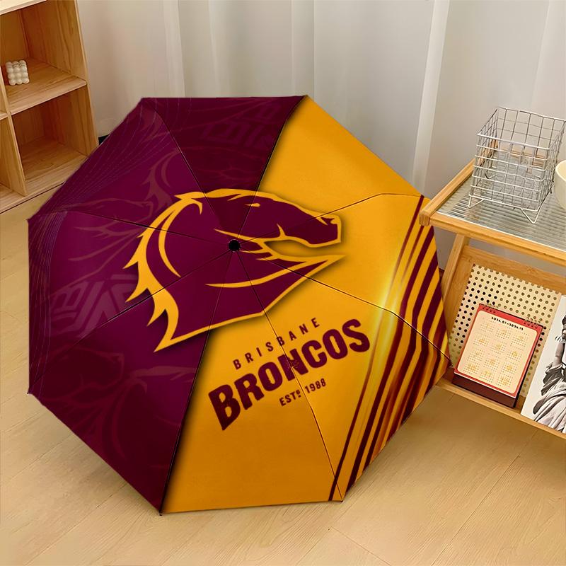 Brisbane Broncos Print Auto 8?Ribs Folding Umbrella Wind Resistant Lightweight Automatic Umbrella For Daily Travel
