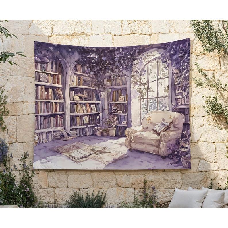 Cozy Library tapestry 75x100
