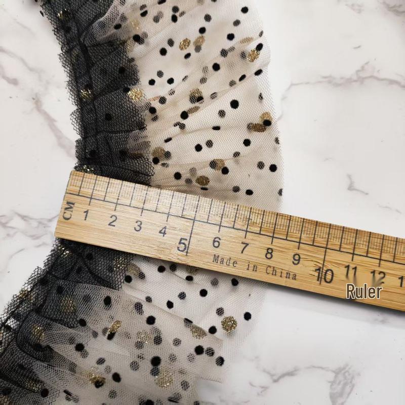 European & American Style Khaki Gold Polka Dot Double-Layer Lace for DIY Clothing & Sewing Accessories