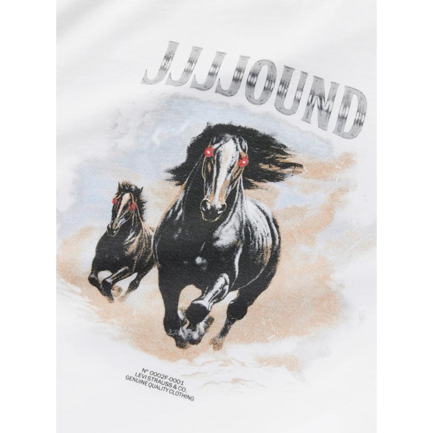 Levis X JJJJound Collaboration FW24 Letter Two Horses Logo Print Design Crew Neck Short Sleeve T-Shirt Unisex T-Shirt White 0002F0001
