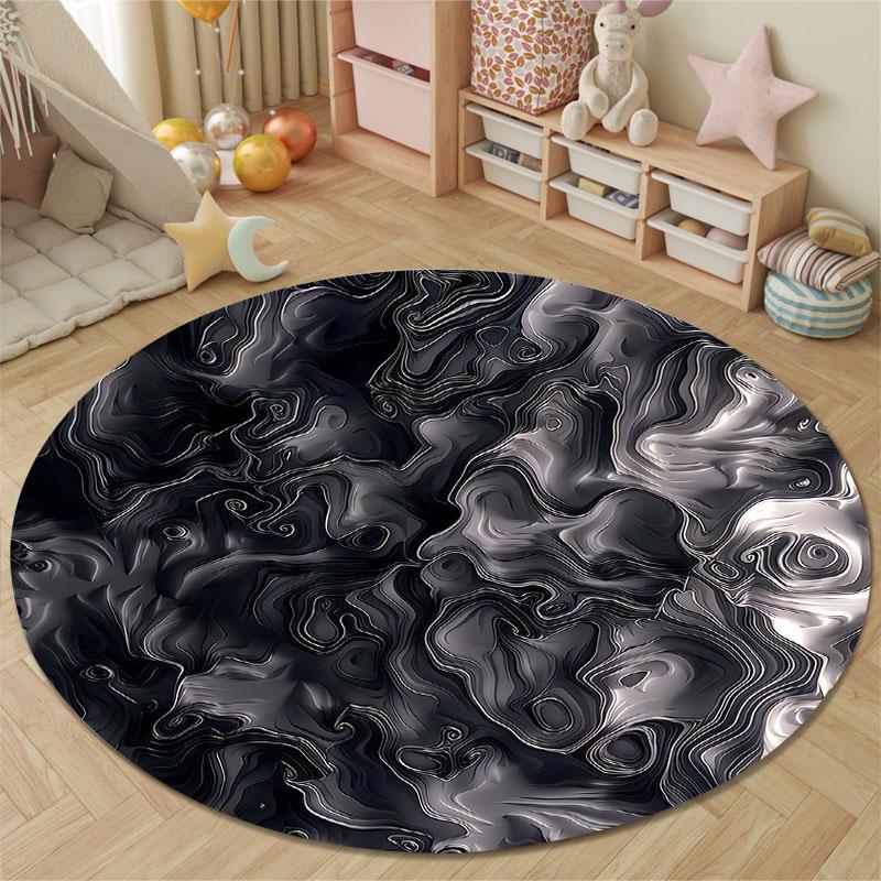 Chic Round Halloween Multicolor Rug Pad, Non-Slip Floor Mat for Bathroom