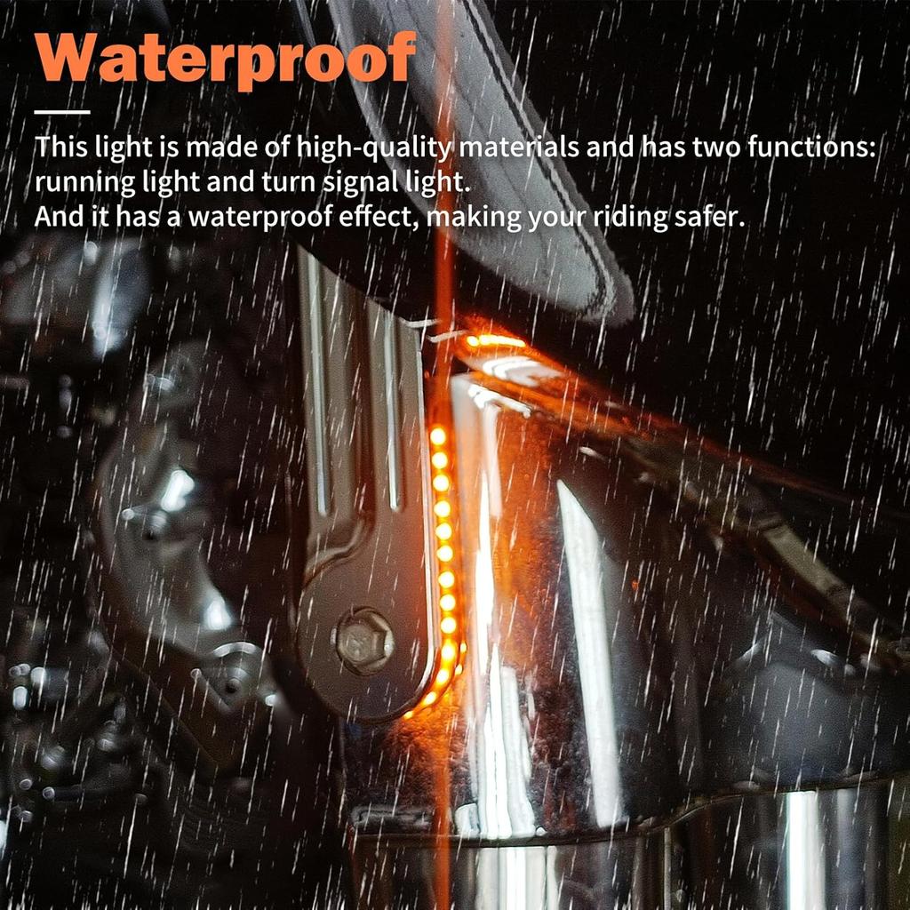HDBUBALUS Motorcycle Flush Fork Turn Signals Brackets Shock absorber LED Running Side Lamp For Harley Touring Street Glide Road King 1998-2025