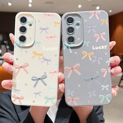 Farbige Schleife, Lederstruktur, einfarbige Schale für Samsung S25 Ultra S24 Fe S23 S22 A56 A16 A15 A55 A54, weiches TPU, stoßfestes Objektivschutzgehäuse