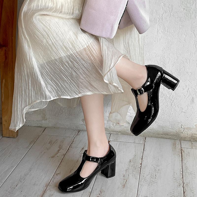 Fashion Women's Shoes Silver 2025 Chunky Sandals Female Heel Increasing Height Mary Jane Latest Retro Spring Block African Beige Lolita