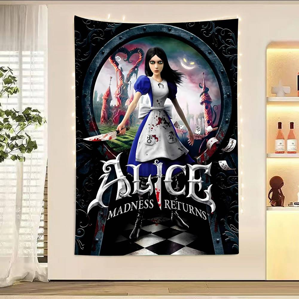 Game AAlice Madness Returns Theme Backdrop Party Decorations Baby Shower Hula Girls Party Props Banner Shooting