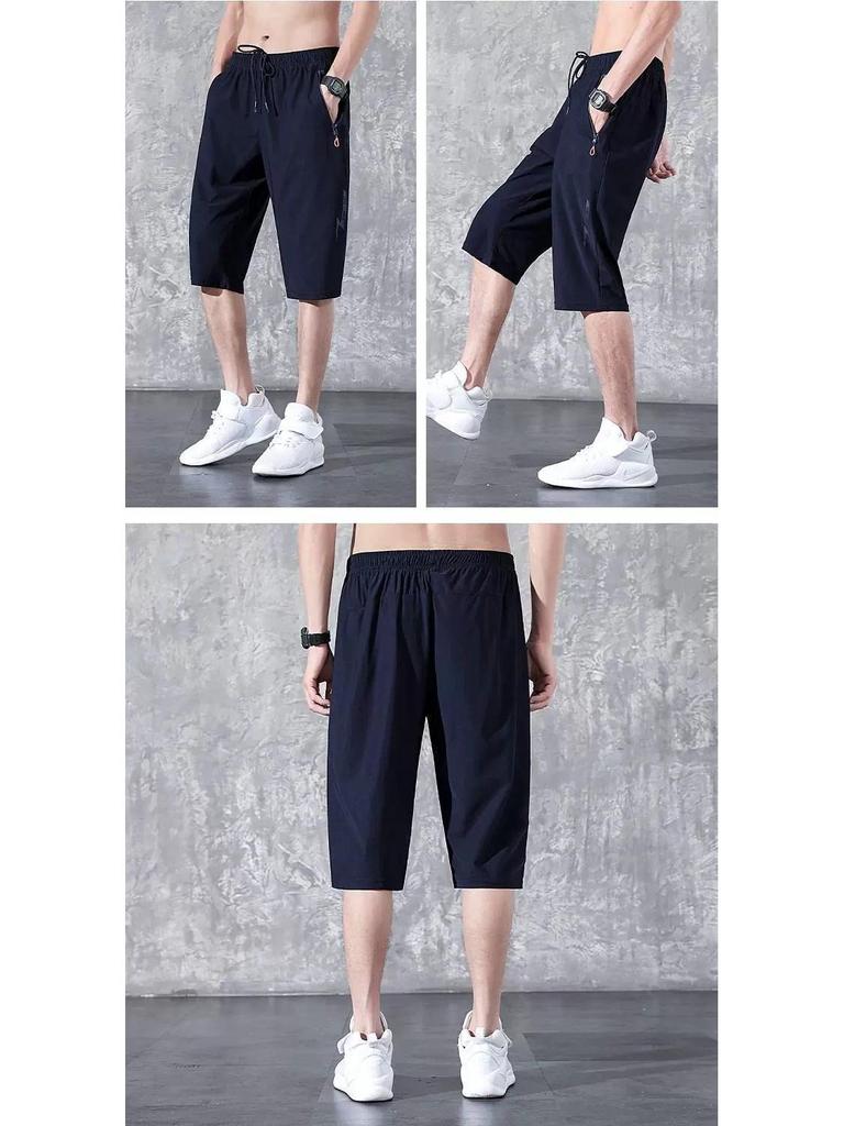 Herren Sommer Eis Seide 7/8 Weite Sporthose, Übergröße.