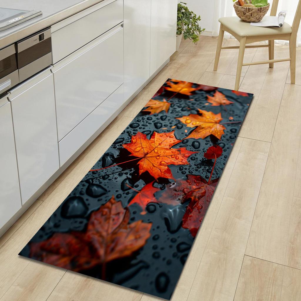 1Pcs Cat Rose Pattern Floor Mat Modern Kitchen Polyester Rug Non-Slip Colorful Indoor Carpet, For Home Bathroom Bedroom Living Room Decor