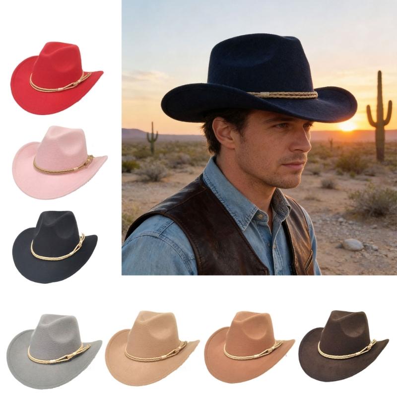 Cappelli da Cowboy Occidentali Classici Stile Unisex Elegante Per Attività All'Aperto e Abbigliamento Casual Fibra di Poliestere