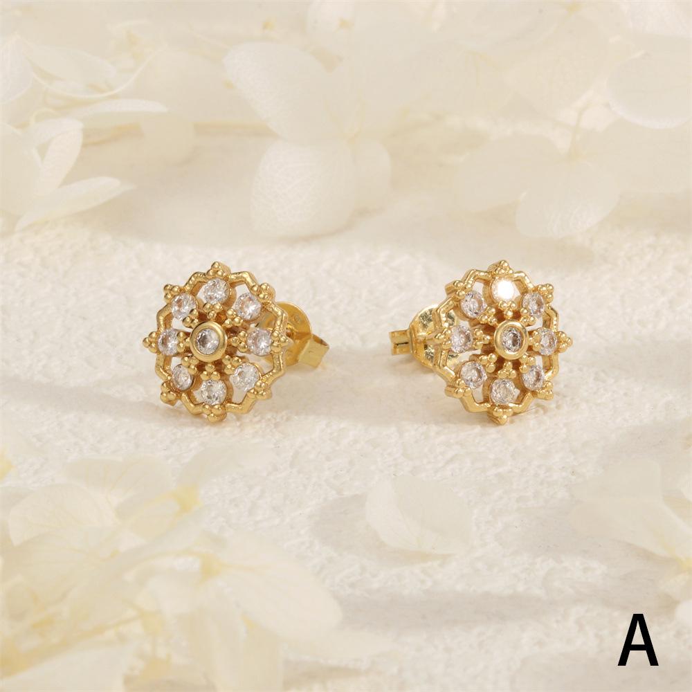 

Zircon Flower Heart 18K Plated Luxury Dangle Earrings