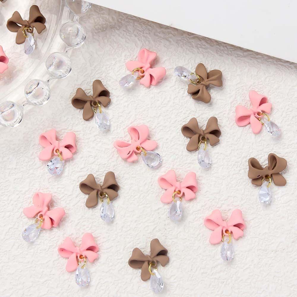 

5Pcs/set Nail Jewelry Bow Nail Decorations Bow Pendant Bowknot Nail Rhinestones Nail Salon X1186