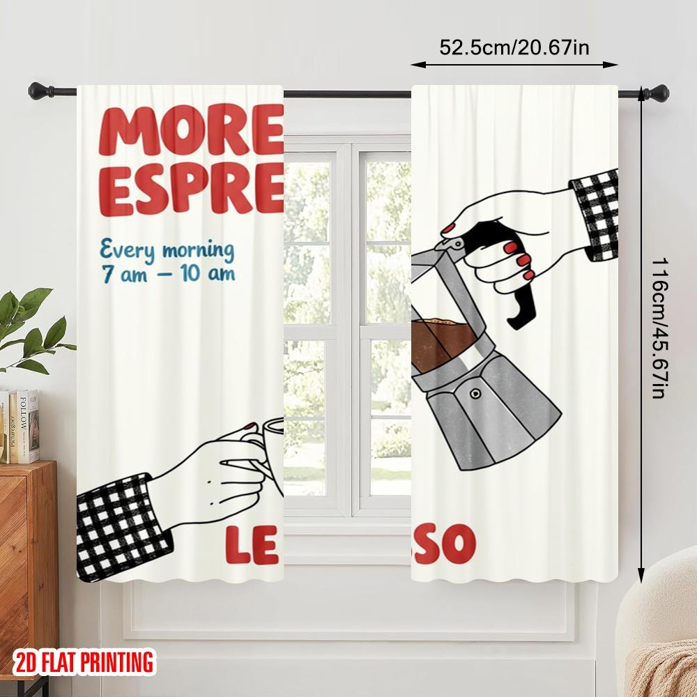 2 Stück 2D Flachdruck Vorhänge Morning Espresso Stoff Ohne Strom Saisonal Party- & Feiertagsdeko Perfekt für Eingangsbereich