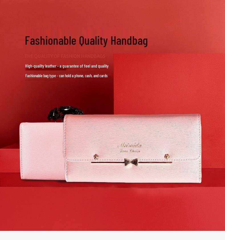 2025 Korean Style Cute Bow Buckle Ladies' Wallet with Rivets