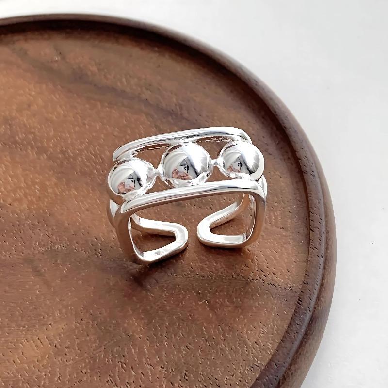 Sam Panda 925 Silver Rings For Women Men Fine Jewelry Finger Adjustable Open Vintage Chain Ring For Party Birthday Gift