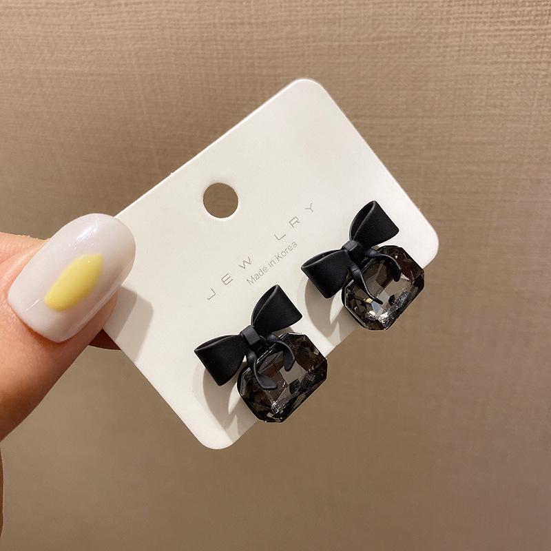 

Трендовые черные серьги-бантики TikTok для женщин, игла из серебра S925, корейский стиль