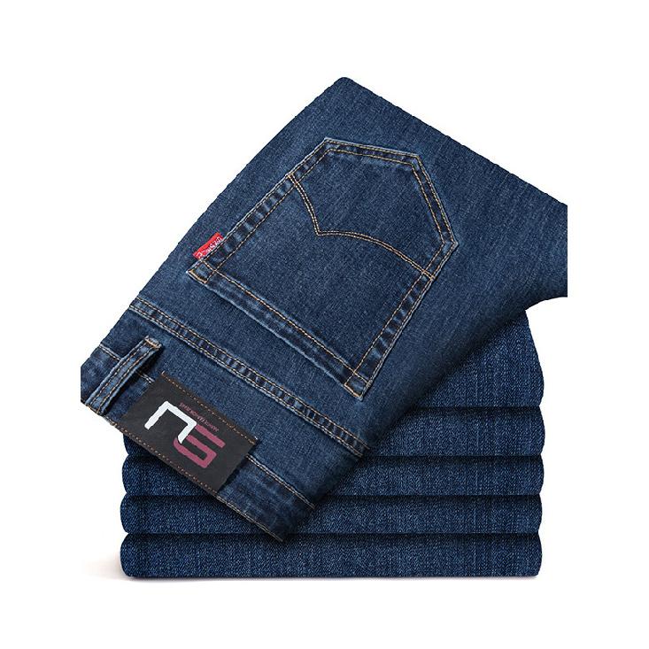 Spring And Autumn New High End Plush Jeans For Men Straight Tube Slim Fit Elastic Thick Casual Pants Autumn And Winter Men'S Pants