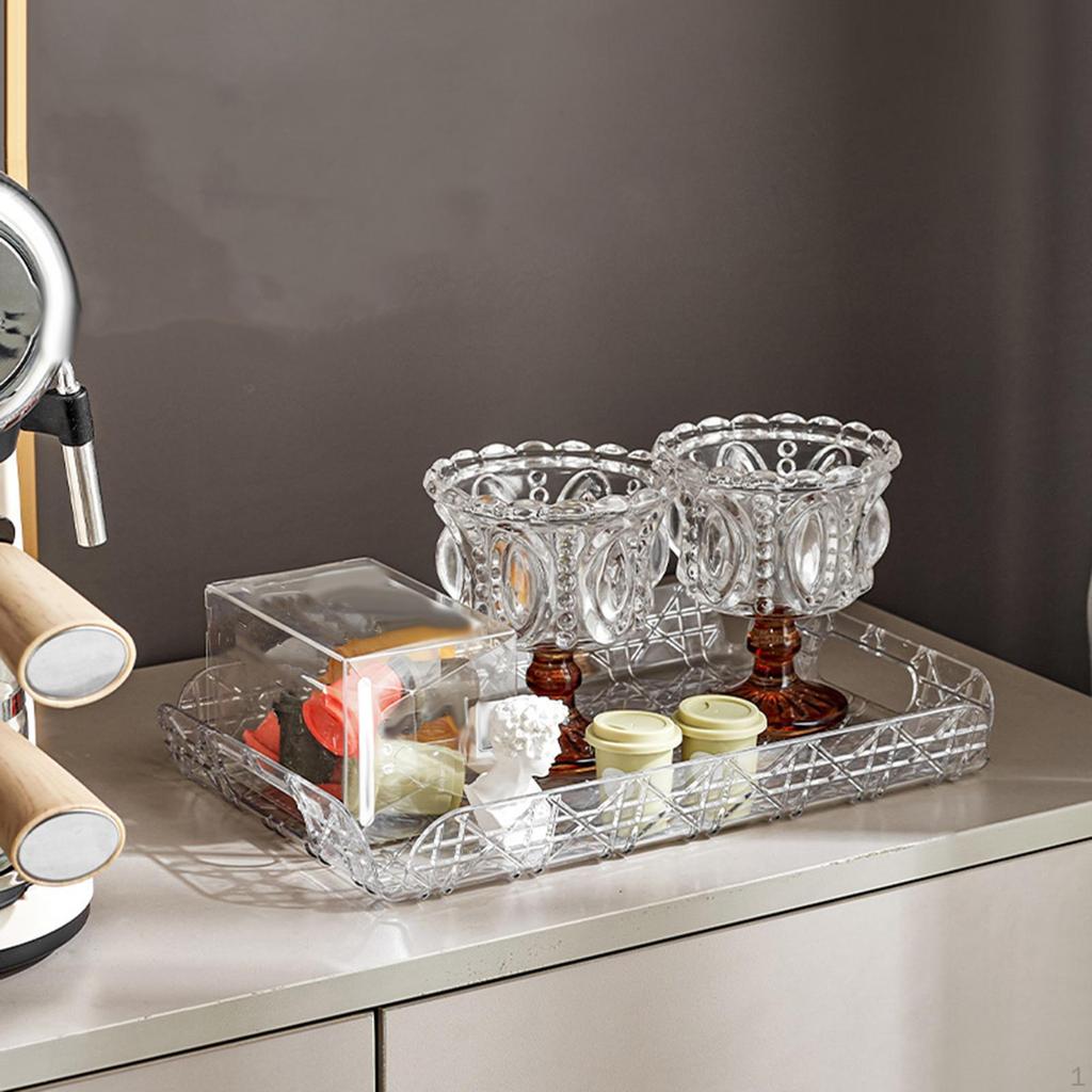 Rectangle Serving Tray Decorative Display Clear Tea Water Plate Rectangular Art for Kitchen