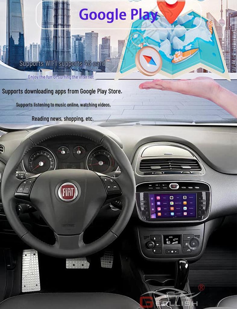 Cross 7-inch Car Navigation with Bluetooth and CarPlay for Fiat Punto/Linea.