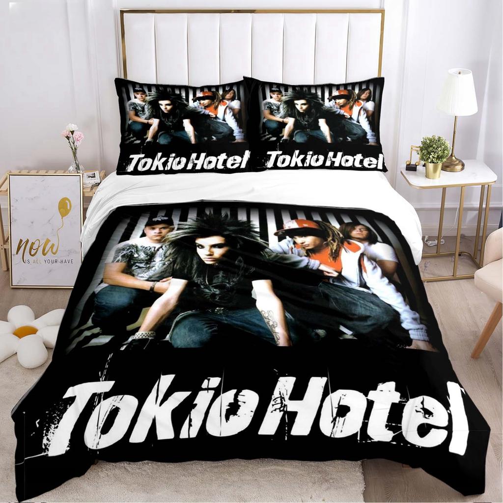 Tokio Hotel 3D Tisk Rocková Kapela Celoroční Povlak na Přikrývku Ložní soupravy Měkký Potah na Přikrývku a Povlaky na Polštáře Jednolůžko_Dvoulůžko_Queen_King