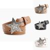 Fashion Womens Leather Belt With Star Pattern And Metal Buckle For Casual And Office Wear
