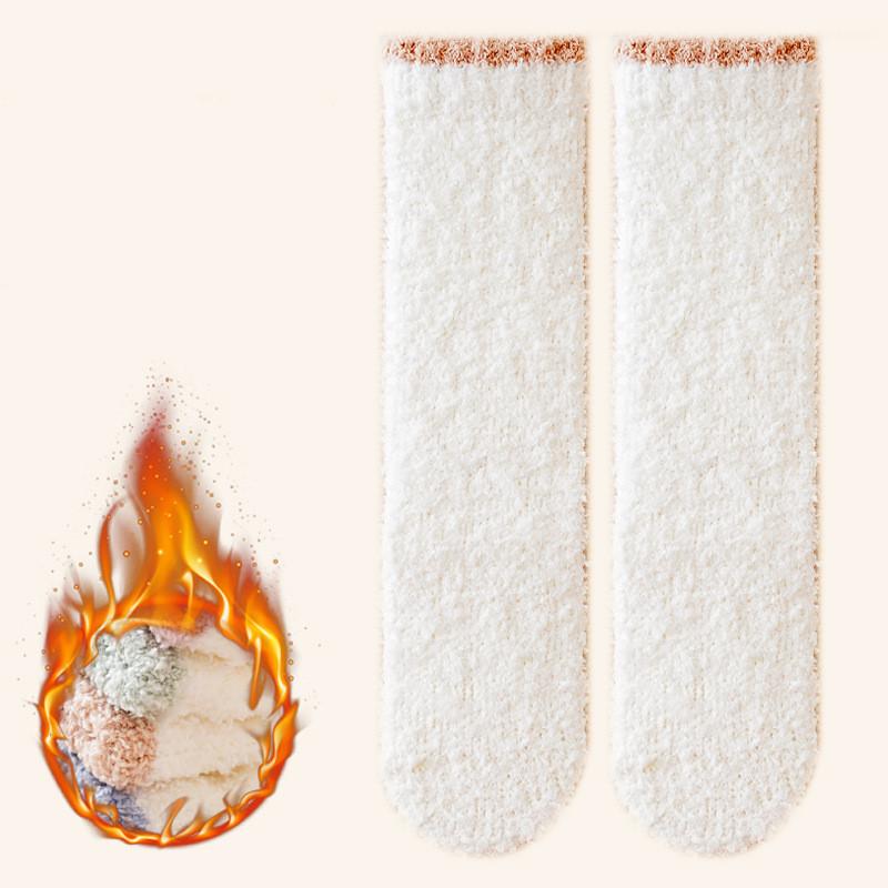 1pair Coral Fleece Long Tube Thickening  Floor Socks for 0-3years Baby Infant Winter Warm Floor Socks for Girl Boy Newborn