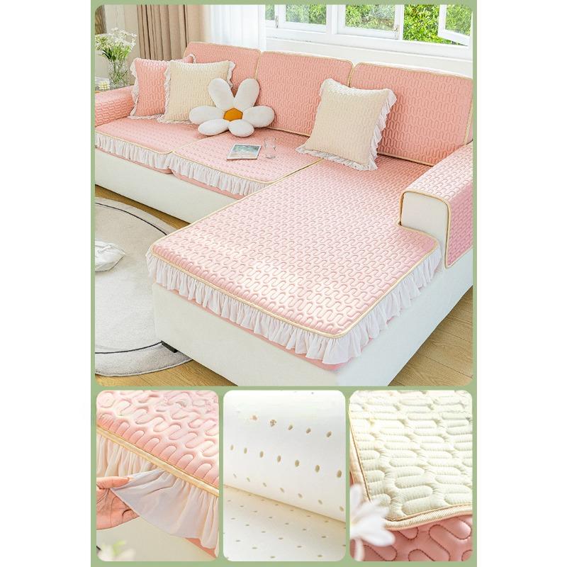 Latex-Sofabezug aus Eisseide, Neu 2024, All-Inclusive-Universalbezug, schickes, rutschfestes Sofakissen, Sommermatte