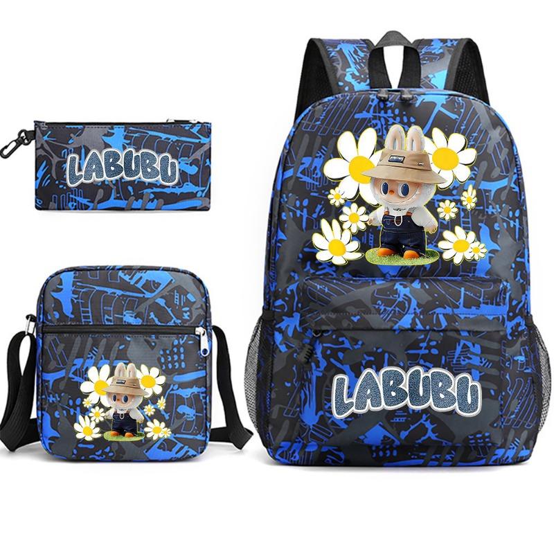 School Bag Peripheral Printing Student Trend Backpack Shoulder Pencil Bag 3-piece Set