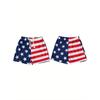 2025 Patriotic Toddler Boys' Star and Stripe Swim Trunks