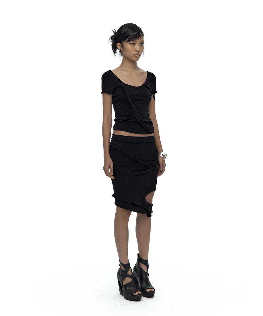 Kasiko Peek-A-Boo Strap Skirt Black