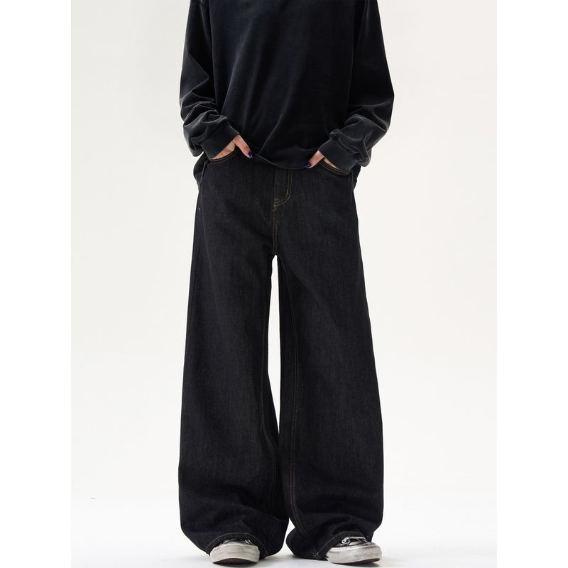 Madwitch Classic Retro Straight-leg Denim Men's and Women's Loose Casual American Cleanfit Simple Pants Tide