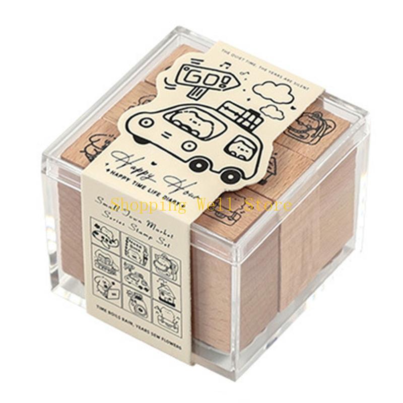 

KX4B Rubber Stamp Cartoon Decorative Stamp Animal Stamp Lovely Pattern Stamp for Crafts Journals Calendars Decoration