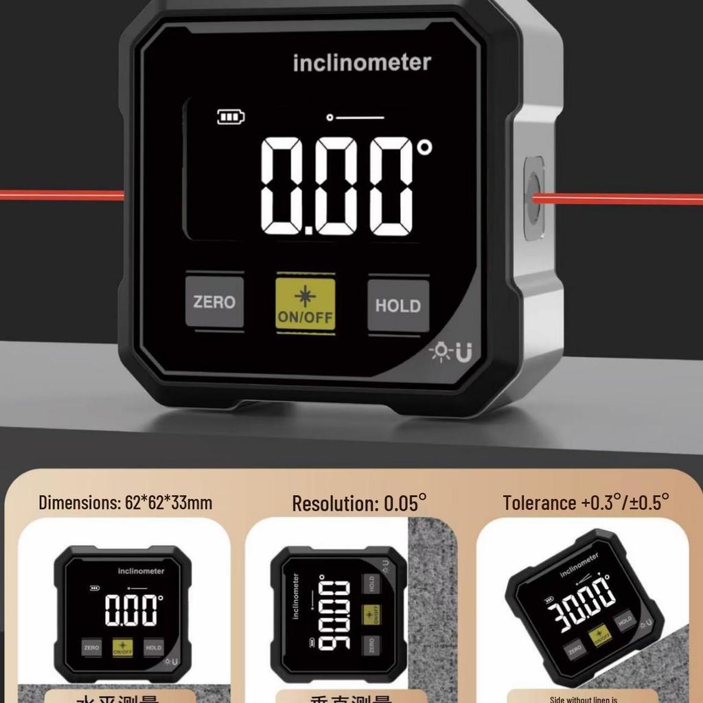 High-Precision Digital Inclinometer with Double Laser and Magnetic Base for Surveying and Engineering