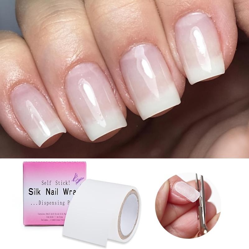 1 Roll Self-Adhesive Fiberglass Nail Wrap Nail Art Tool for Reinforcement and Protection, Natural Look Gel Extension Sticker Tips