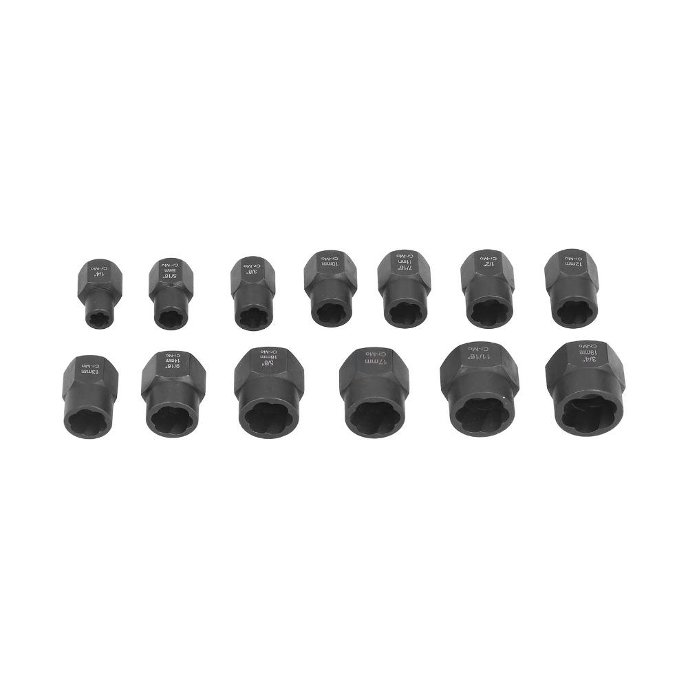 13pcs Storage Case Included Bolt Remover Tool 3/8 Inch Drive Nut Socket Set  Remove Damaged Screws