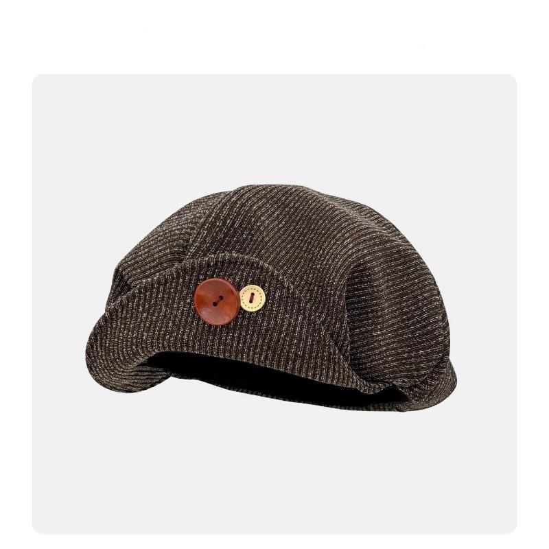 Autumn star anise beret retro flipped brim pleated cloud painter hat women's casual literary versatile hat tide