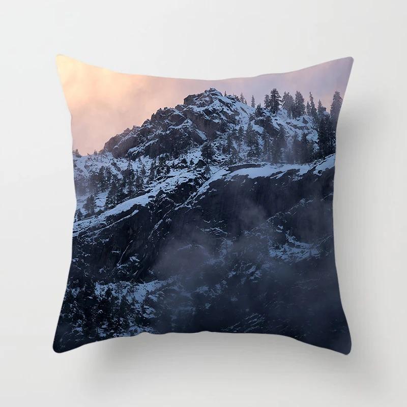 Landscape Water Reflection Mountain Fog Print Living Room Sofa Car Cushion Cover Luxury Home Decoration Pillow Cover