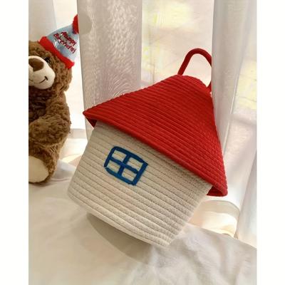 Cesta Redonda de Cuerda Creativa por Marca, Contenedor de Almacenamiento Pequeño Versátil, Natural, Decorativo, Ideal para Almacenamiento de Juguetes, Organización de Cocina del Hogar, Cestas para Estantes