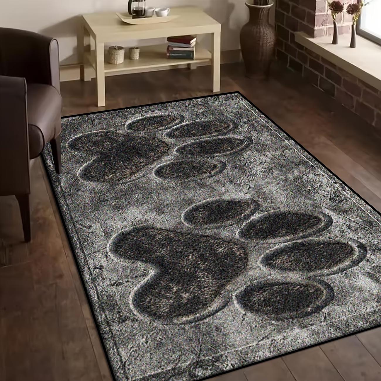 

3D Visual Animal Paw Print Area Rug, Unique Monster Footprint Floor Mat, 2D Flat Printed Non-Slip Washable Carpet for Home 40cm x 60cm