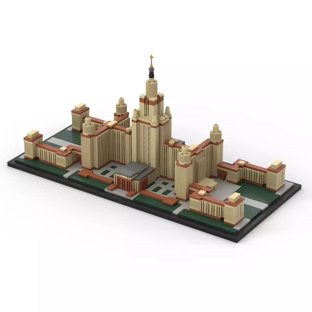 Non-Toxic Moc Moscow State University Skyline Architecture Street View Series Assembly High Difficulty Building Block Model Set Male