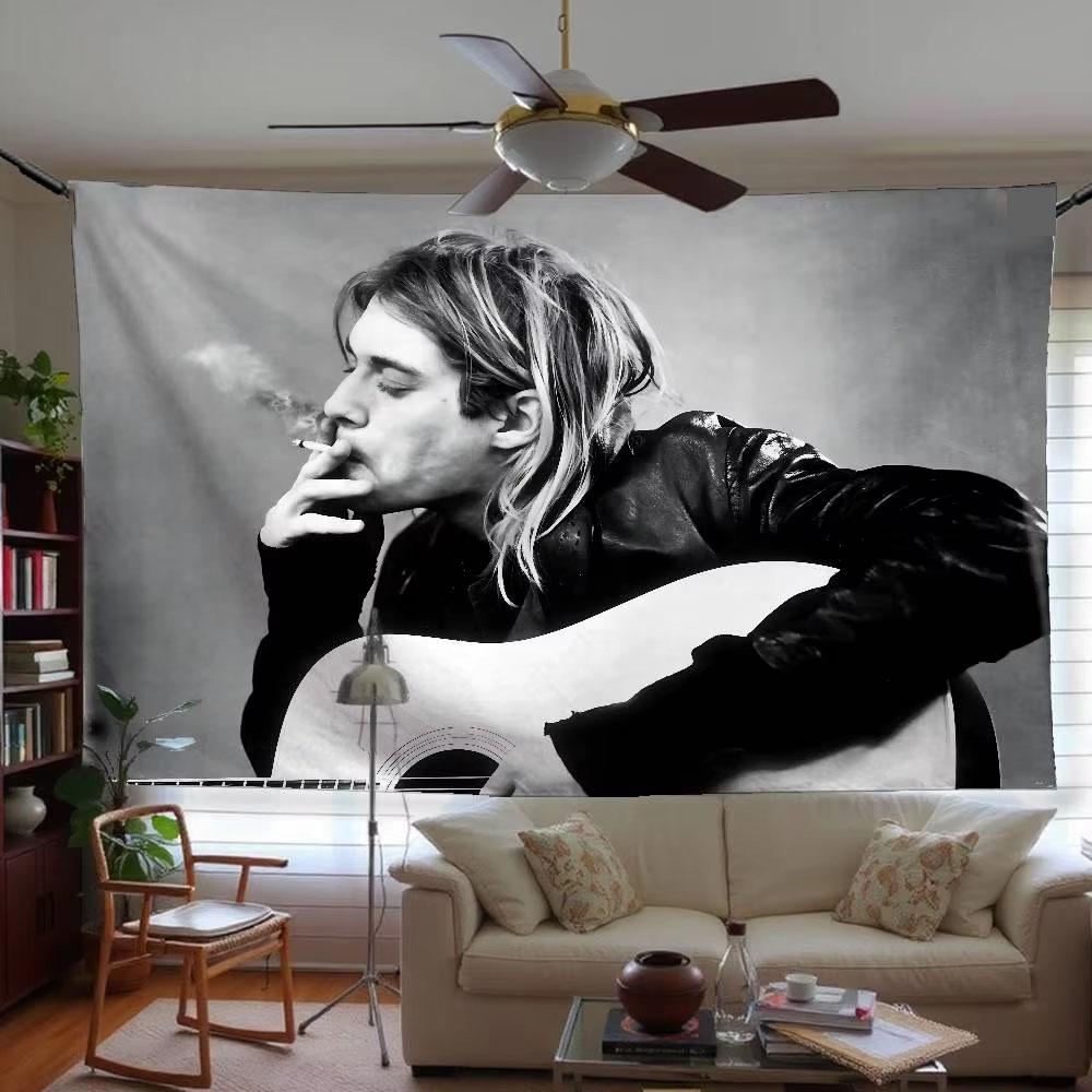 

Флаг-гобелен KKurt CCobain Веселый Баннер Настенное Украшение для Студенческого Общежития Спальни Гостиной на Открытом Воздухе Декор для Вечеринки Плоская Печать 74x94cm(29x37in)