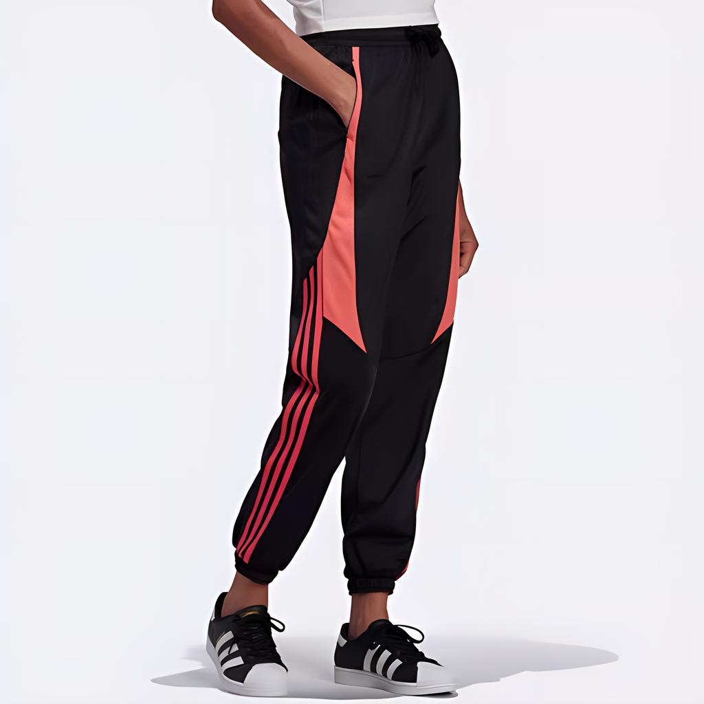 Adidas Originals Trainingshose zum Schnüren mit Bündchen Retro Stricksporthose Damenhose Schwarz Orangerot GC6765