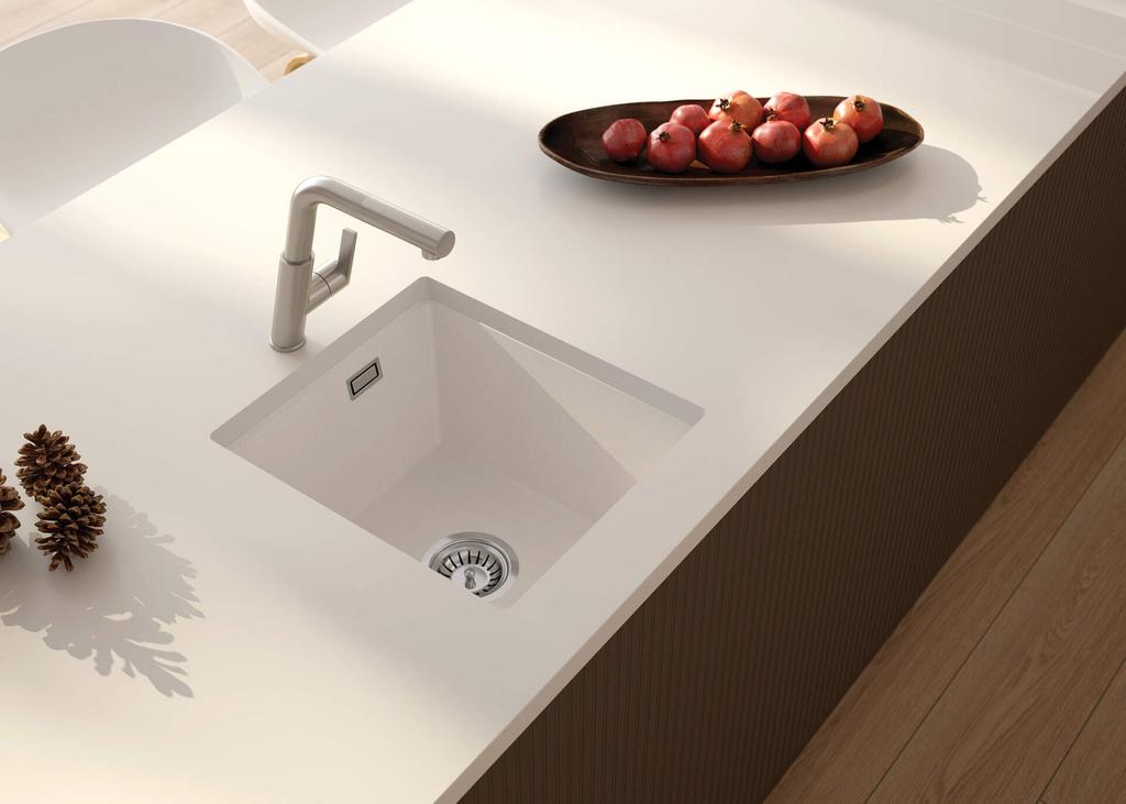 Zlewozmywak Granitowy 1-Komorowy Alabaster Stal Zqe A104