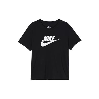 Logo Print Sportlich Lässig Rundhals Atmungsaktiv Kurzarm Amerikanisch Retro T-Shirt Damen Oberteile Schwarz DX7907-010