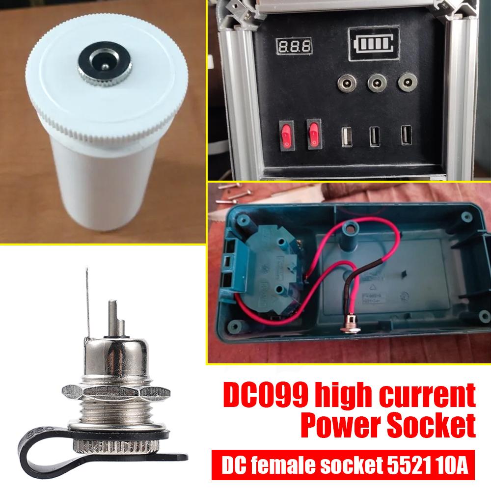 6Pcs/Set DC099 Power Supply Socket DC Female Socket 5521 5525 Power Jack Socket Female Panel Mount Connector Metal 10A