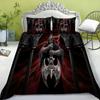 Bedding Set New Bed Cover 3D Skull Head Scary Print Family Bedroom Full Size Quilt Cover and Pillowcase Microfiber