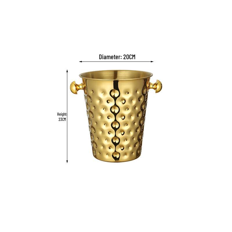 ZISIZ Hammered Champagne Ice Bucket with Stand