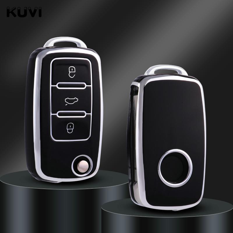 Tpu Car Flip Key Case Cover Shell For Volkswagen Vw Polo Golf Passat Tiguan Beetle Caddy T5 Up Eos Skoda Octavia Seat Leon Altea