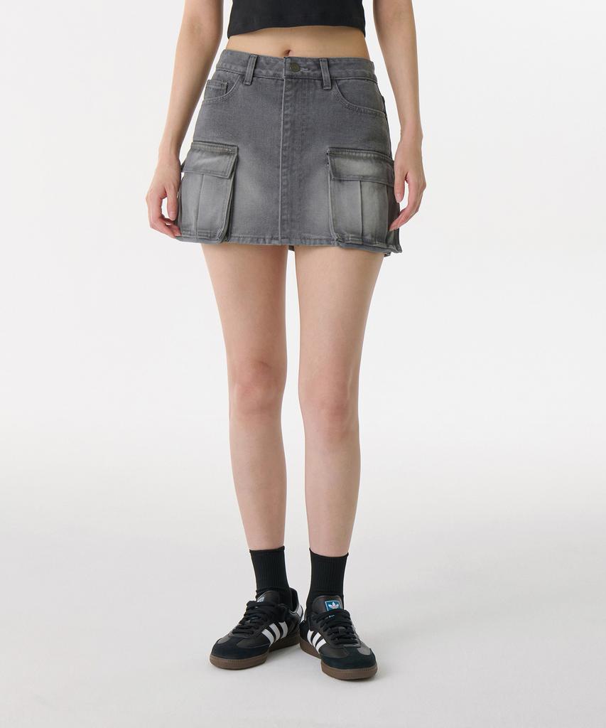Musinsa Standard Woman Women'S Front Open Denim Cargo Mini Skirt [Gray]