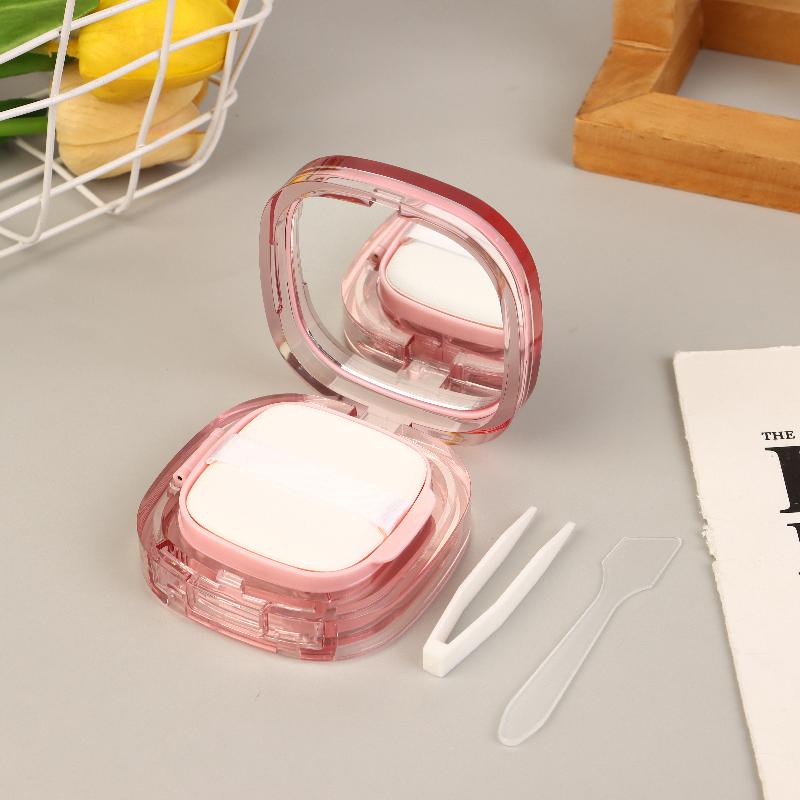 15G Empty Foundation Makeup Jar With Sponge Puff Handheld Portable Cosmetic Travel Makeup Jar Plastic Powder Box For Bb Cream